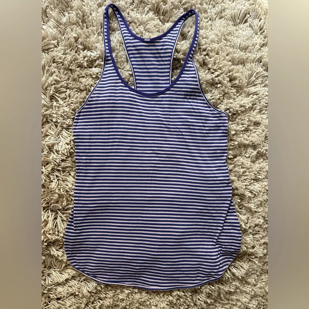 Lululemon What The Sport Singlet Tank Purple Stripe Athletic Activewear